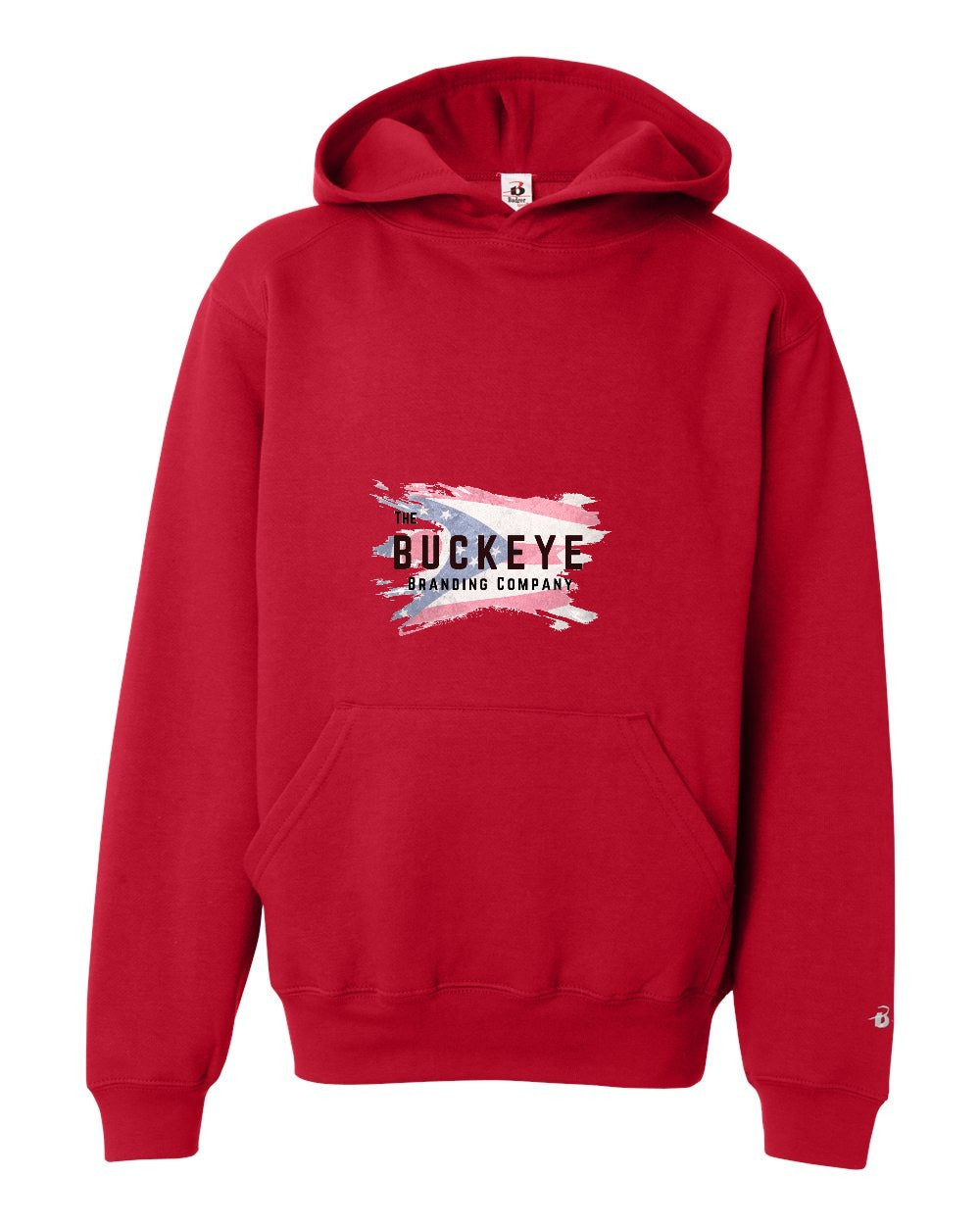 Badger Youth Performance Fleece Hoodie in Red with custom logo