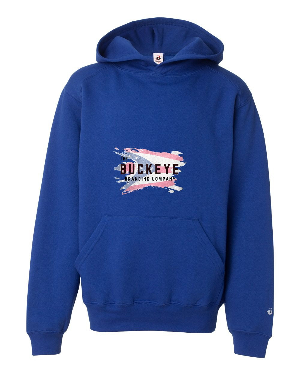 Badger Youth Performance Fleece Hoodie in Royal with custom logo