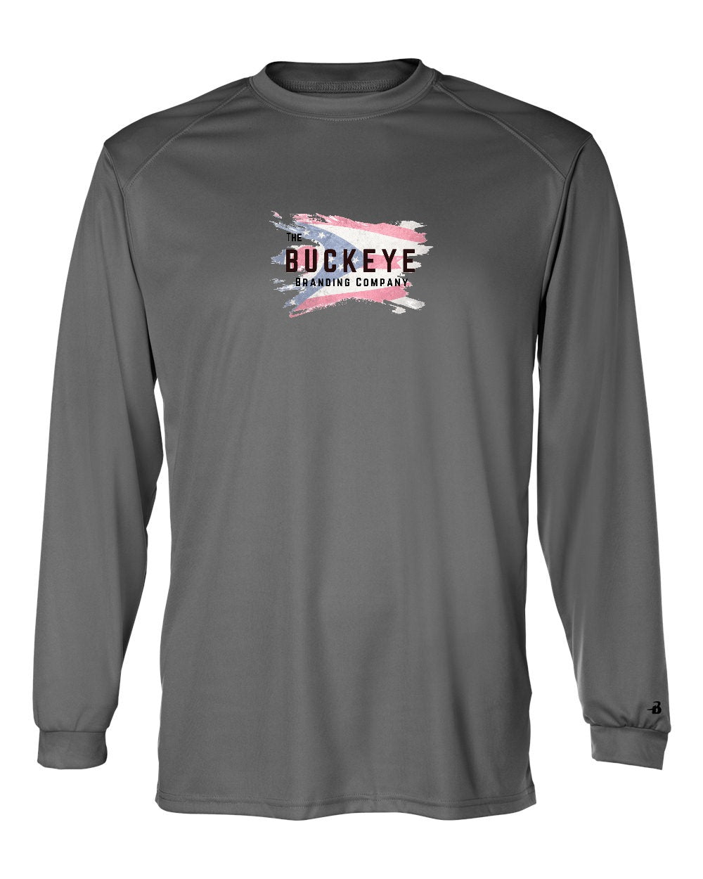 Badger B-Core Moisture-Wicking Long Sleeve in Graphite with custom logo