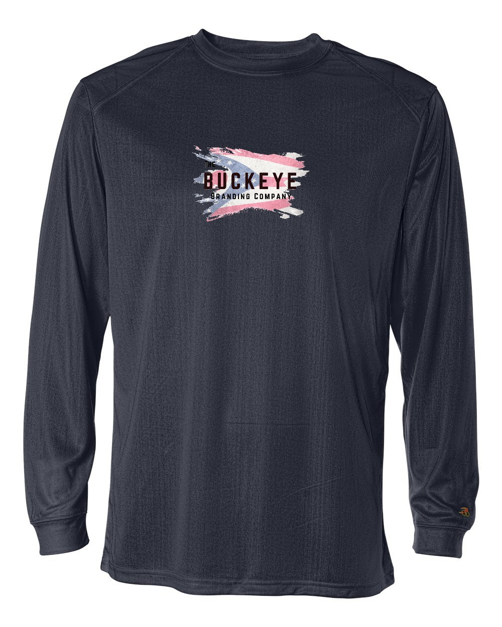 Badger B-Core Moisture-Wicking Long Sleeve in Navy with custom logo
