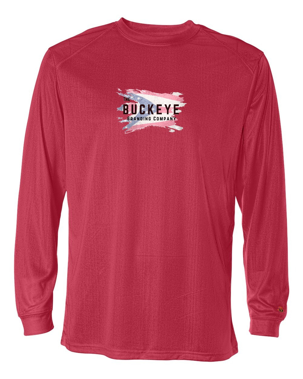Badger B-Core Moisture-Wicking Long Sleeve in Red with custom logo