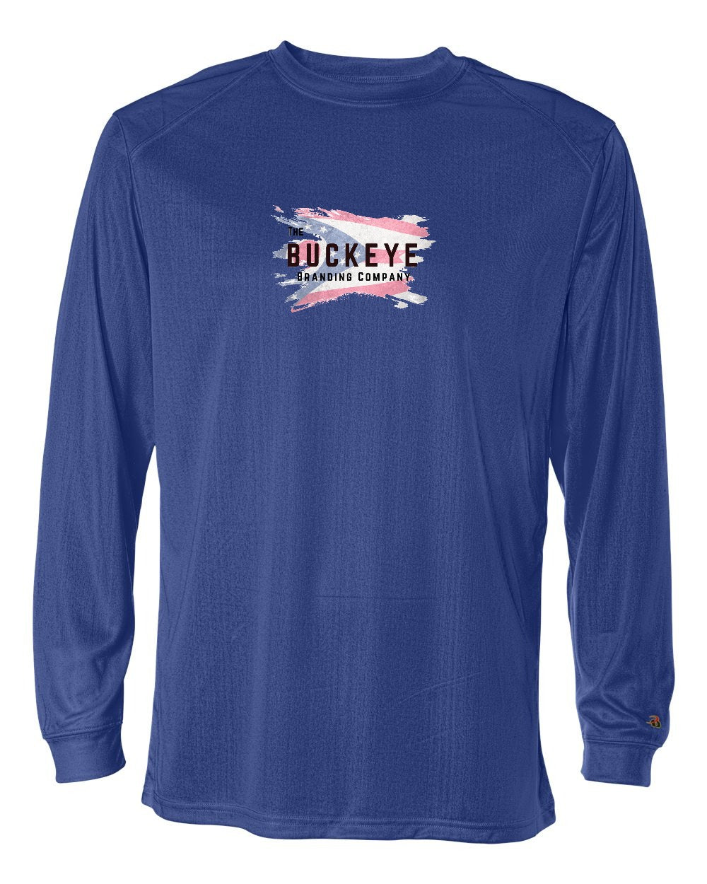 Badger B-Core Moisture-Wicking Long Sleeve in Royal with custom logo