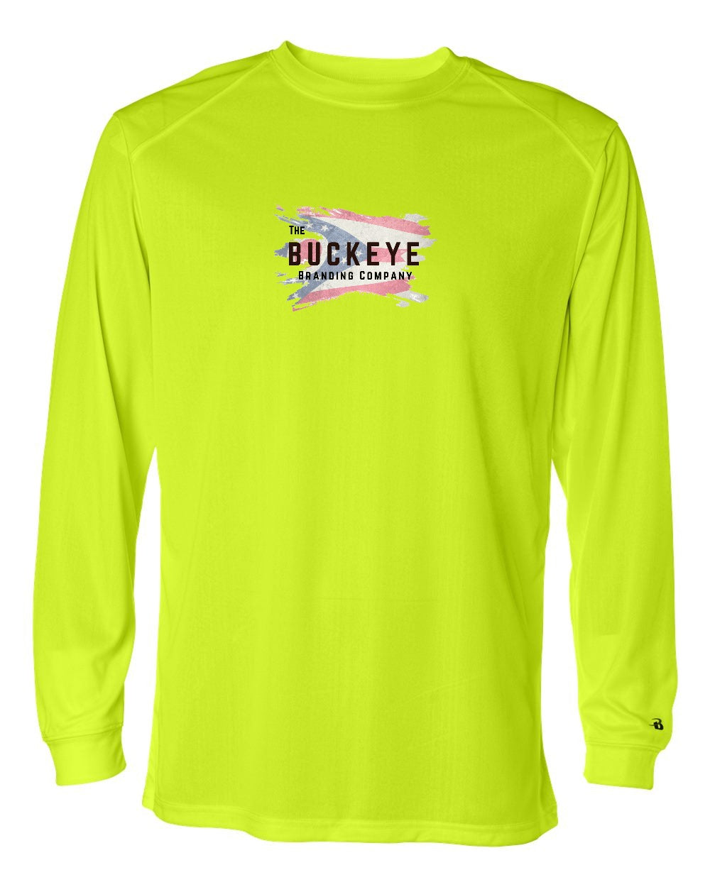 Badger B-Core Moisture-Wicking Long Sleeve in Safety Yellow with custom logo