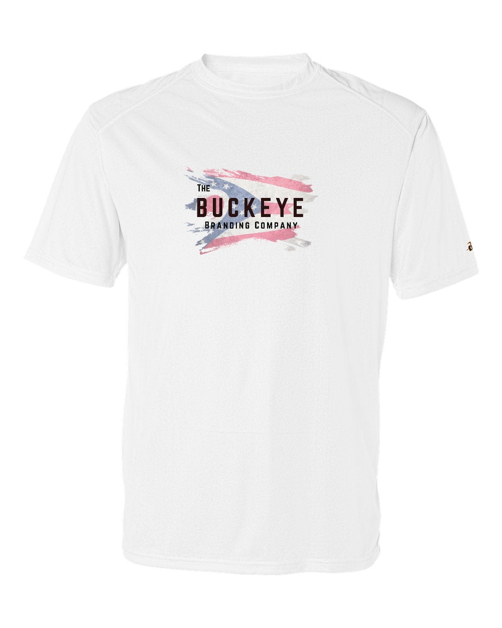 Badger B-Core Moisture-Wicking Tee in White with custom logo