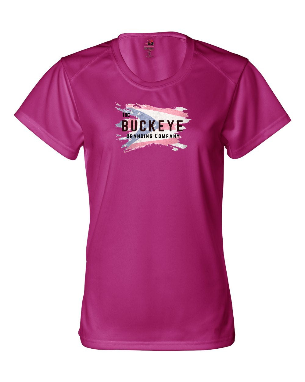 Badger Women's B-Core Moisture-Wicking Tee in Hot Pink with custom logo