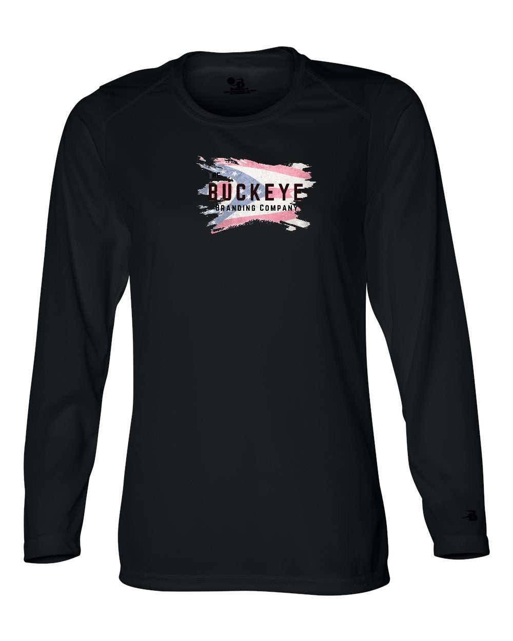 Badger Women's B-Core Moisture-Wicking Long Sleeve in Black with custom logo