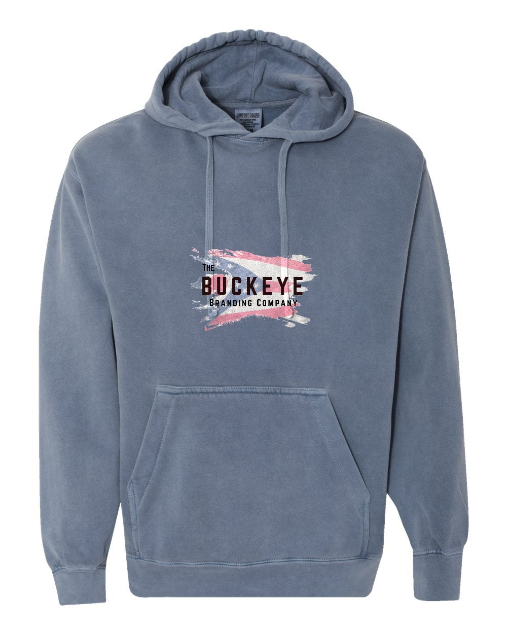 Comfort Colors Garment-Dyed Heavyweight Hoodie in Blue Jean with custom logo