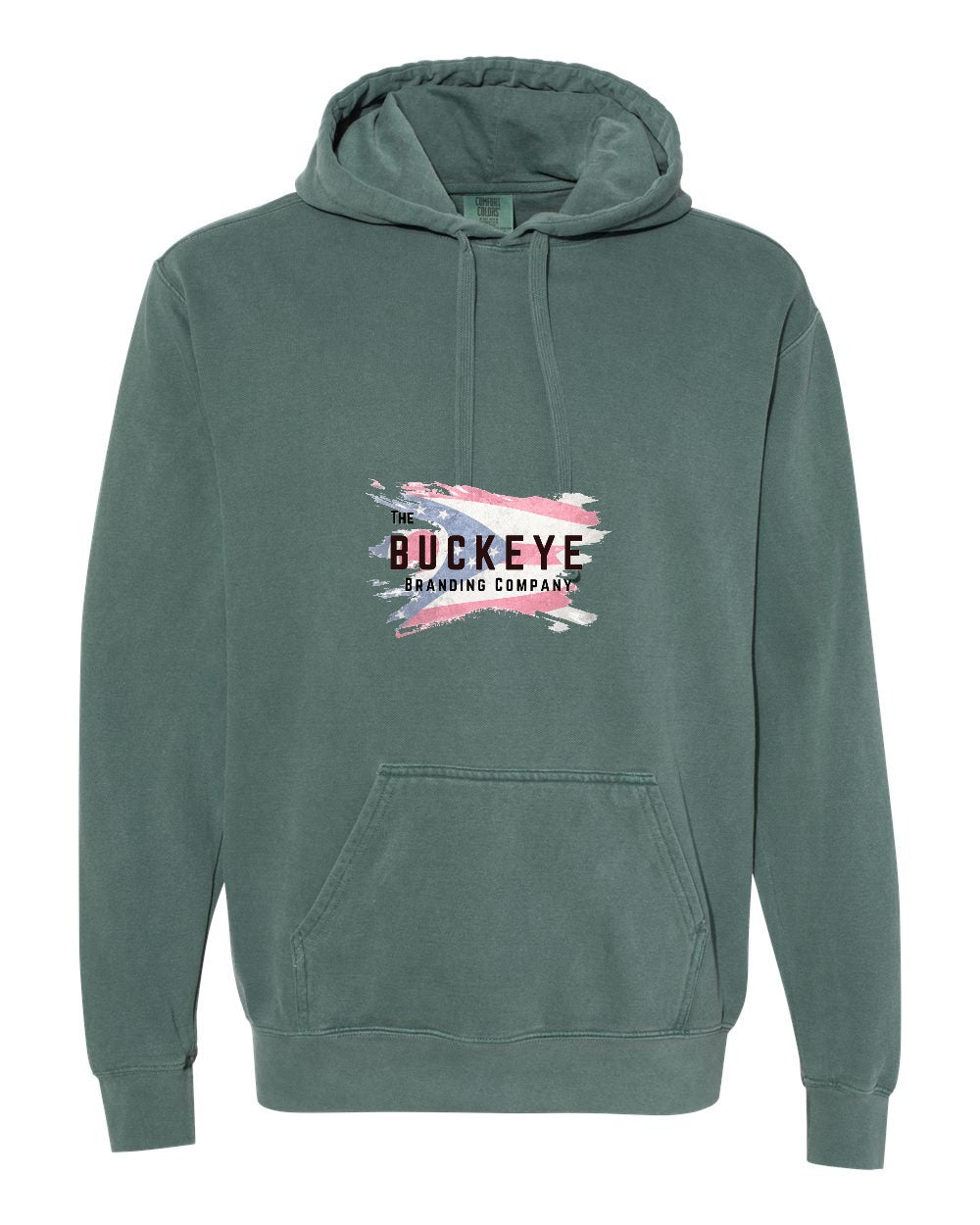 Comfort Colors Garment-Dyed Heavyweight Hoodie in Blue Spruce with custom logo