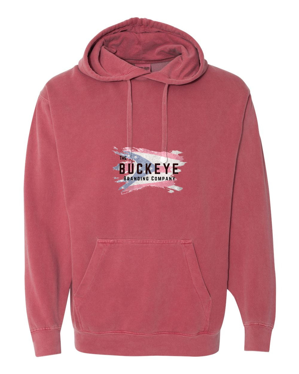 Comfort Colors Garment-Dyed Heavyweight Hoodie in Crimson with custom logo