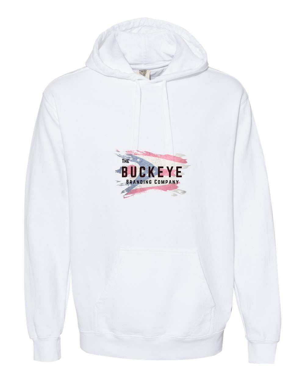 Comfort Colors Garment-Dyed Heavyweight Hoodie in White with custom logo