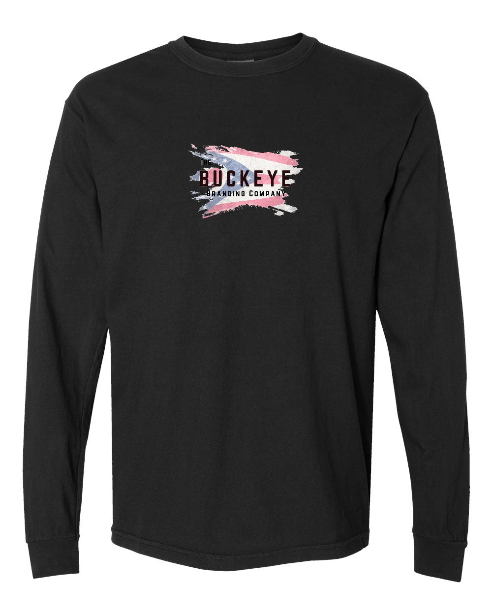 Comfort Colors Heavyweight Garment-Dyed Long Sleeve in Black with custom logo