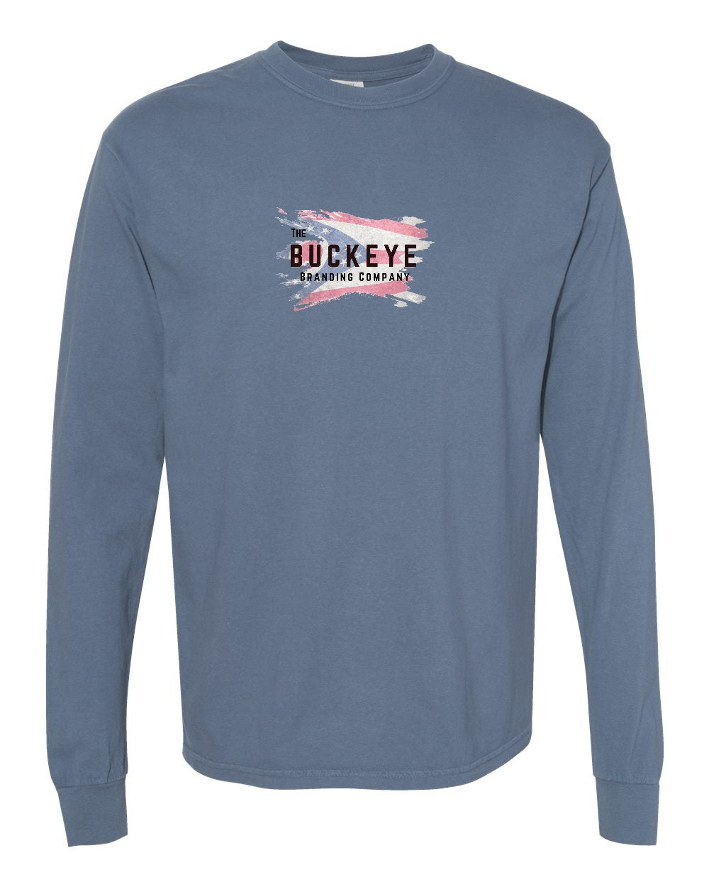 Comfort Colors Heavyweight Garment-Dyed Long Sleeve in Blue Jean with custom logo