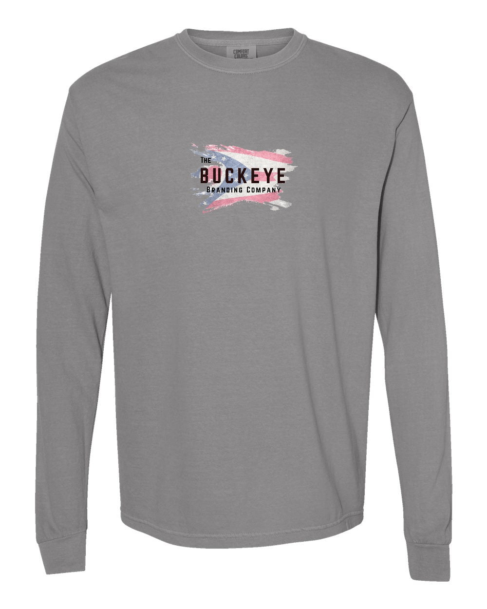 Comfort Colors Heavyweight Garment-Dyed Long Sleeve in Grey with custom logo