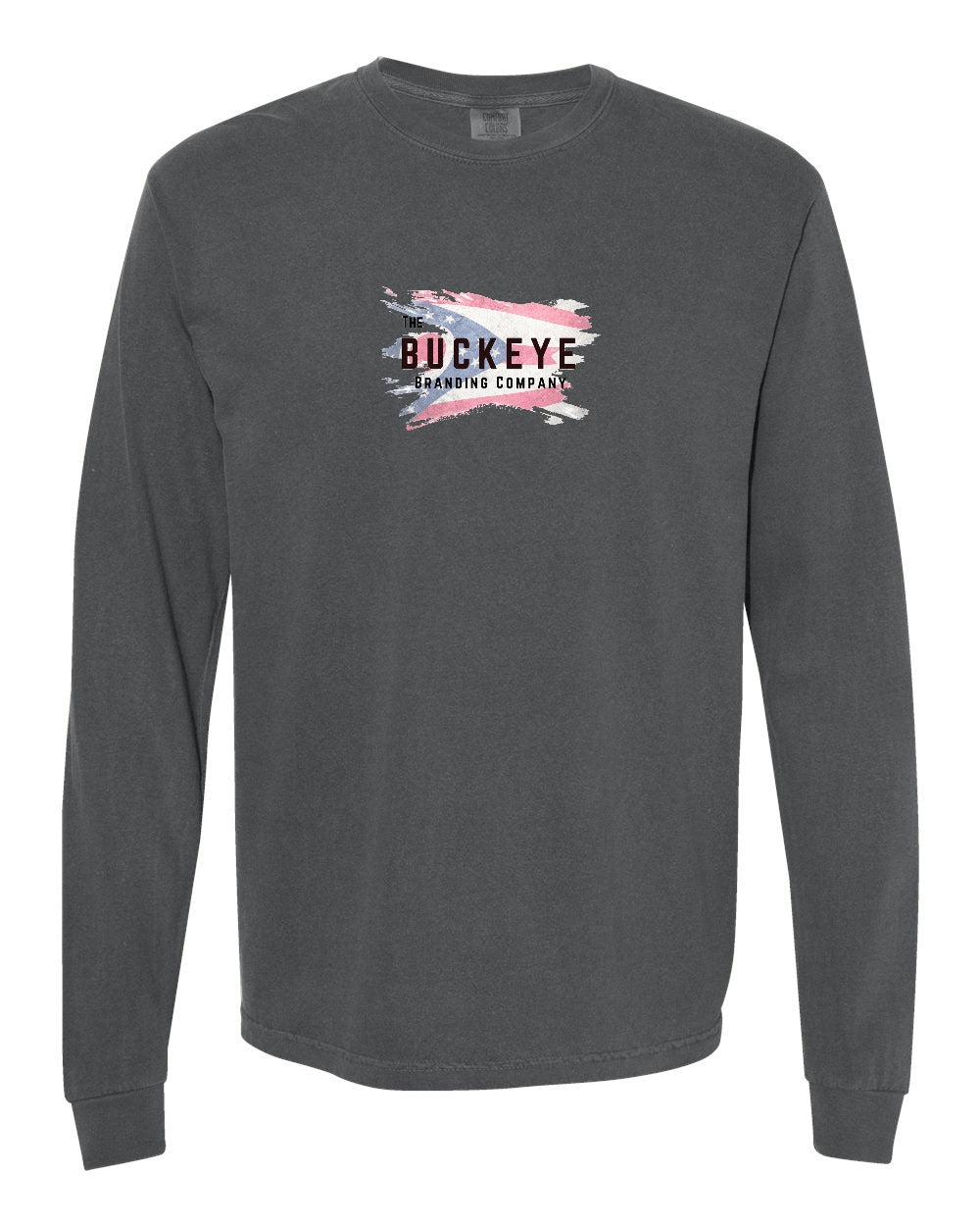 Comfort Colors Heavyweight Garment-Dyed Long Sleeve in Pepper with custom logo