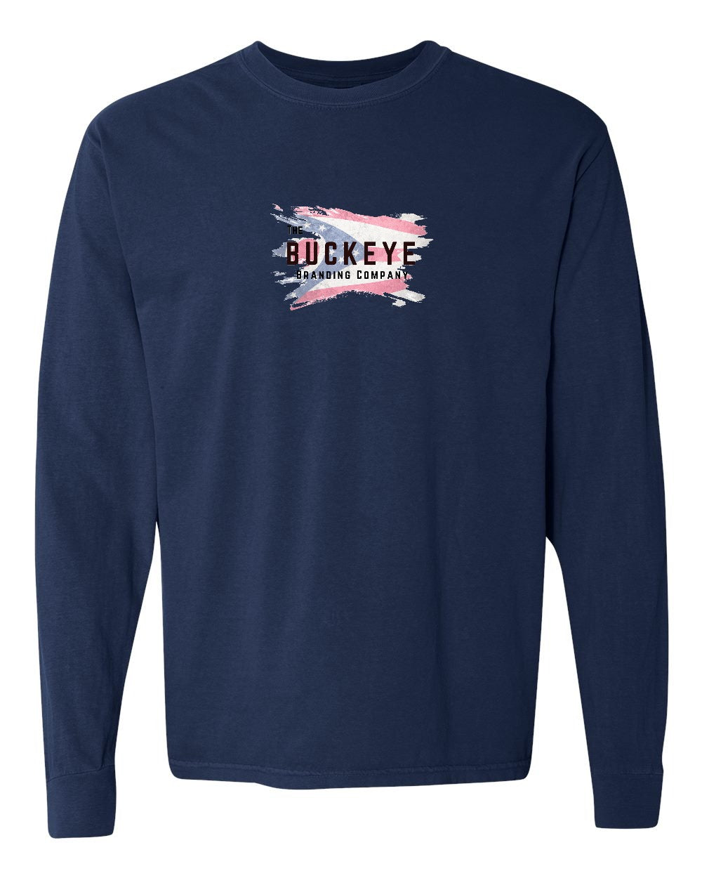 Comfort Colors Heavyweight Garment-Dyed Long Sleeve in True Navy with custom logo