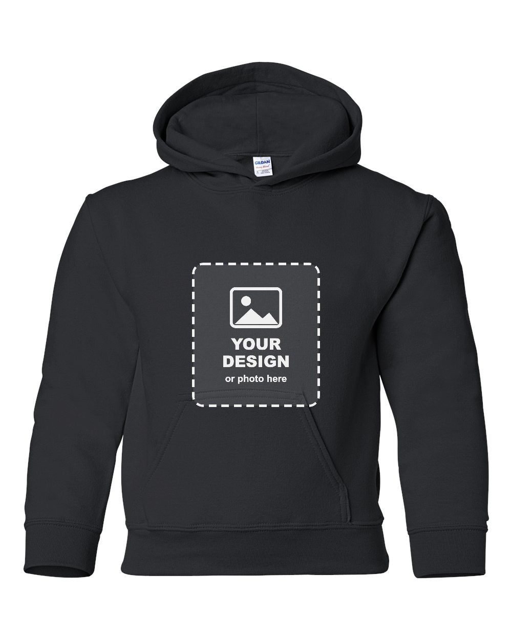 Design Your Own Youth Hoodie in Black - your design here