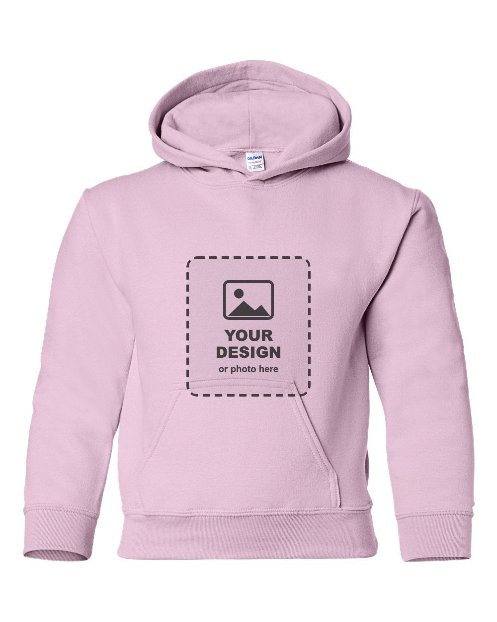 Design Your Own Youth Hoodie in Light Pink - your design here