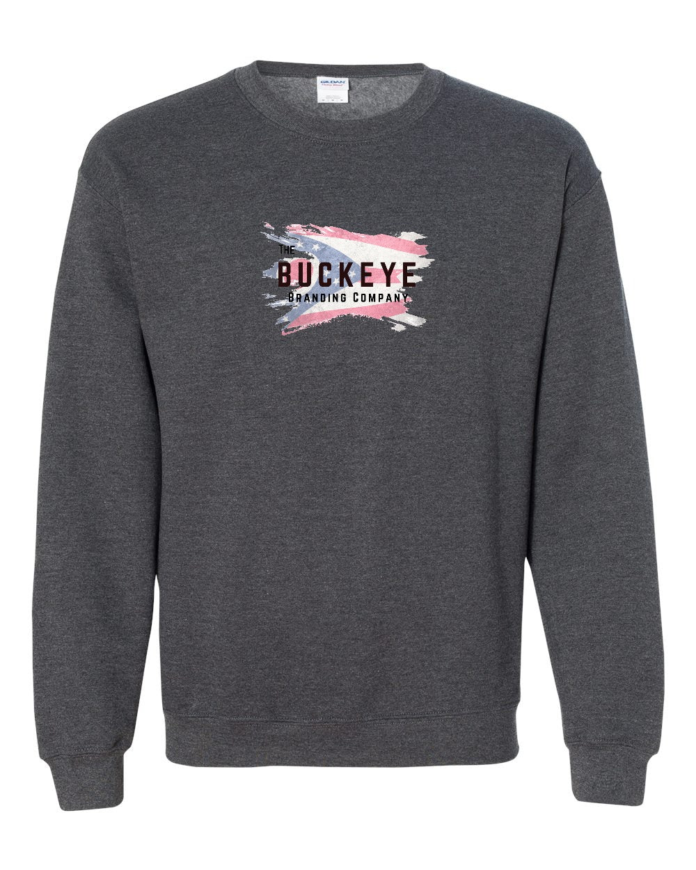 Gildan Heavy Blend Crewneck Sweatshirt in Dark Heather with custom logo