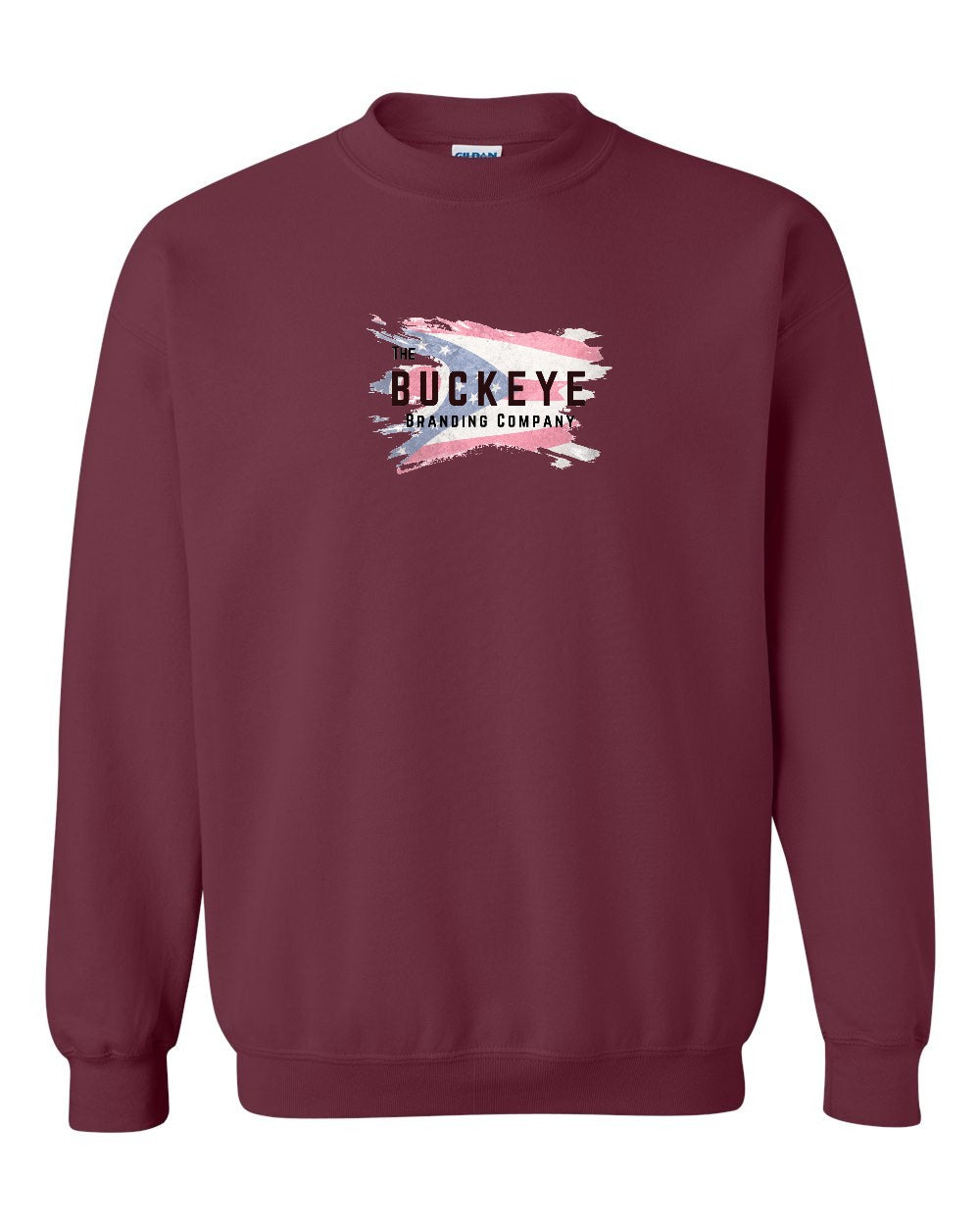 Gildan Heavy Blend Crewneck Sweatshirt in Maroon with custom logo