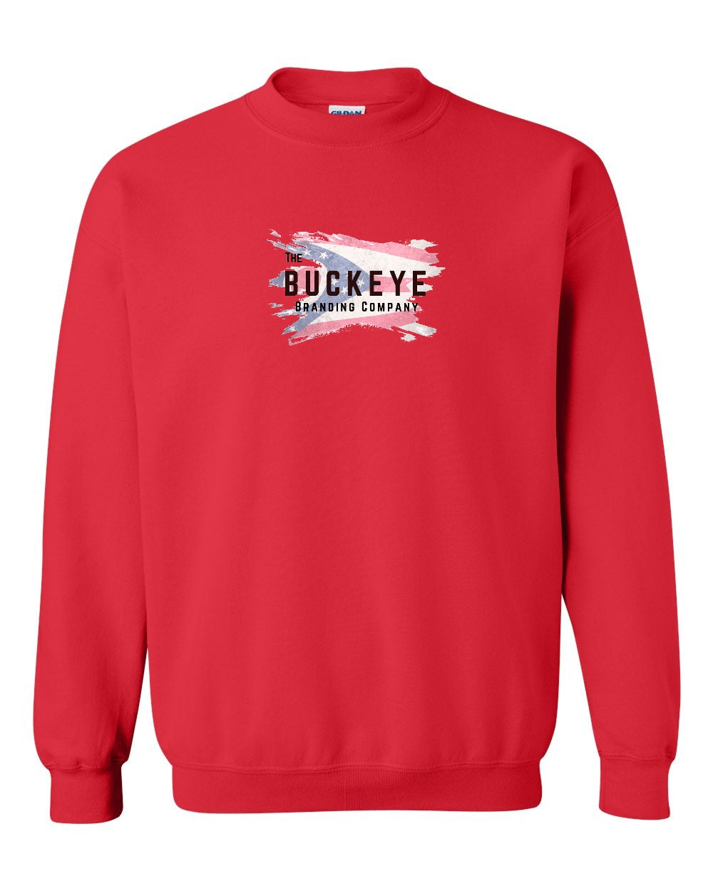 Gildan Heavy Blend Crewneck Sweatshirt in Red with custom logo