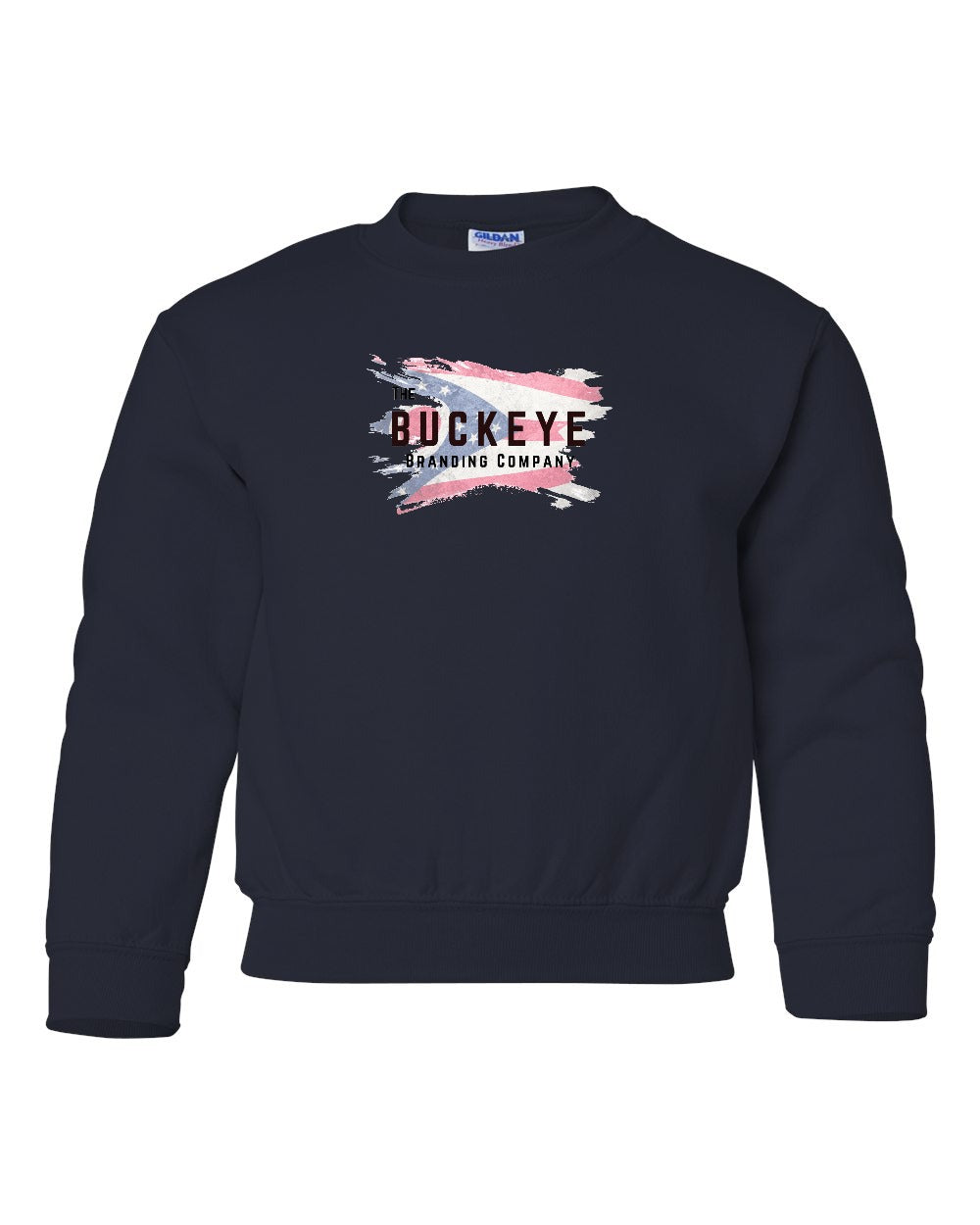 Gildan Youth Heavy Blend Crewneck Sweatshirt in Navy with custom logo