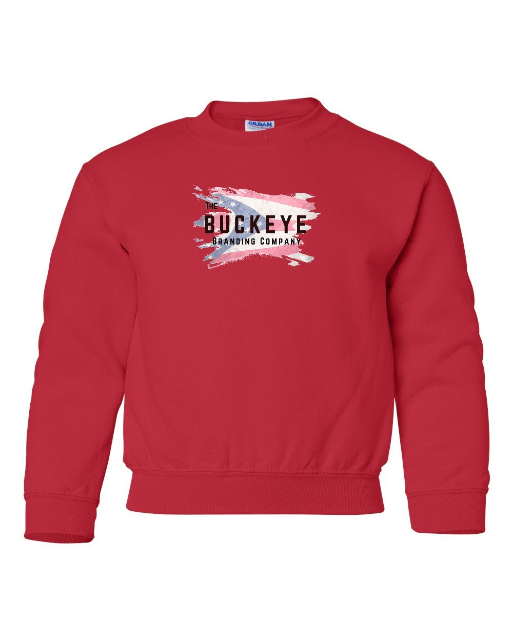 Gildan Youth Heavy Blend Crewneck Sweatshirt in Red with custom logo