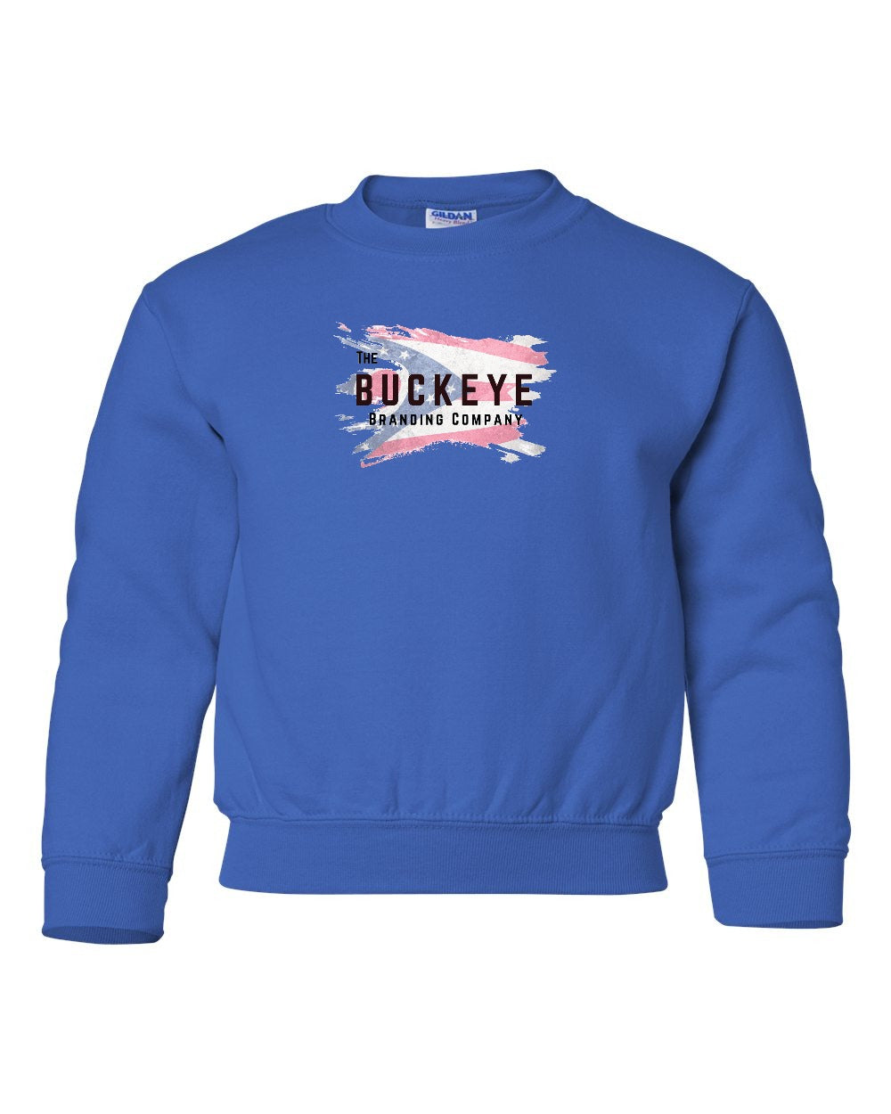 Gildan Youth Heavy Blend Crewneck Sweatshirt in Royal with custom logo