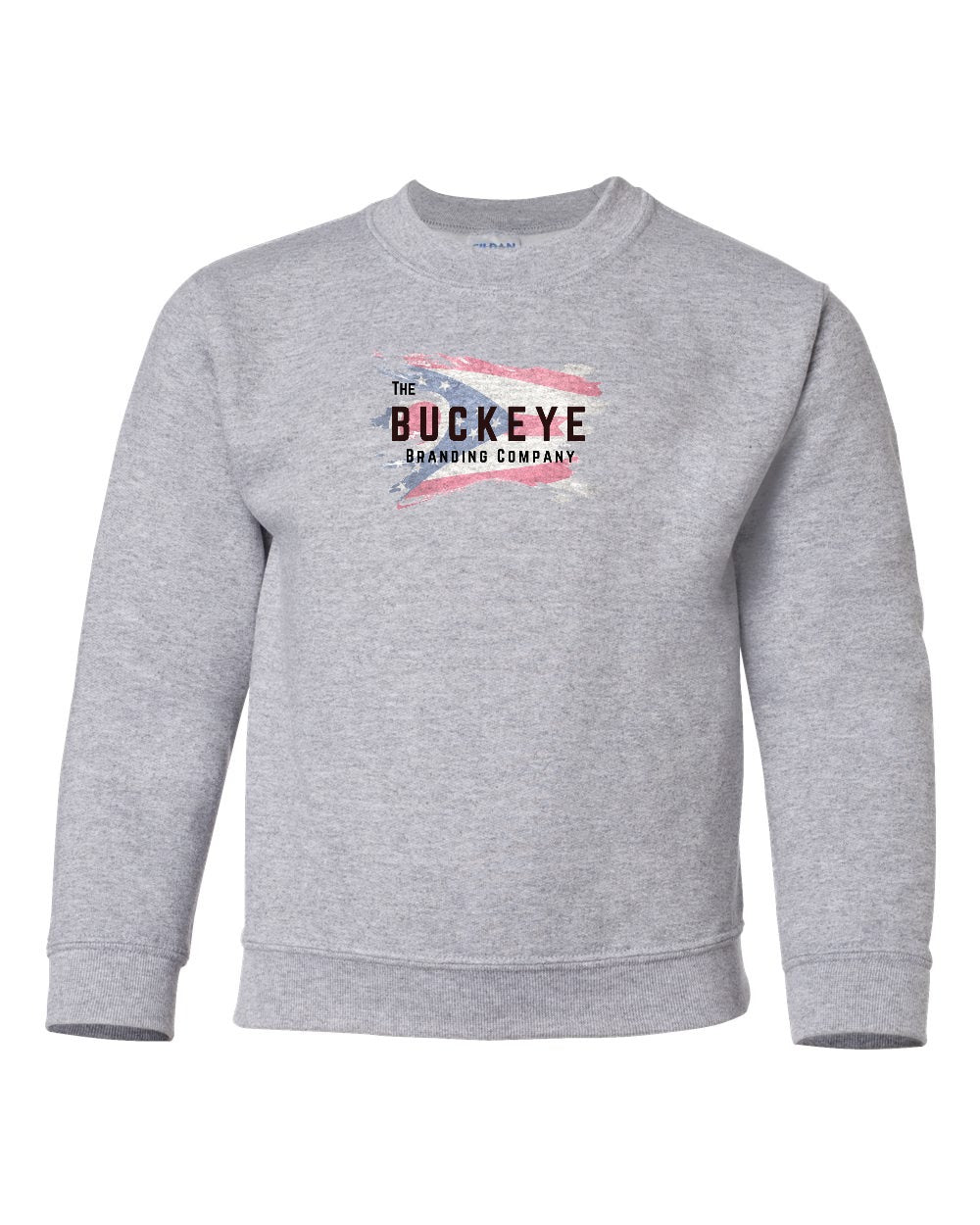 Gildan Youth Heavy Blend Crewneck Sweatshirt in Sport Grey with custom logo