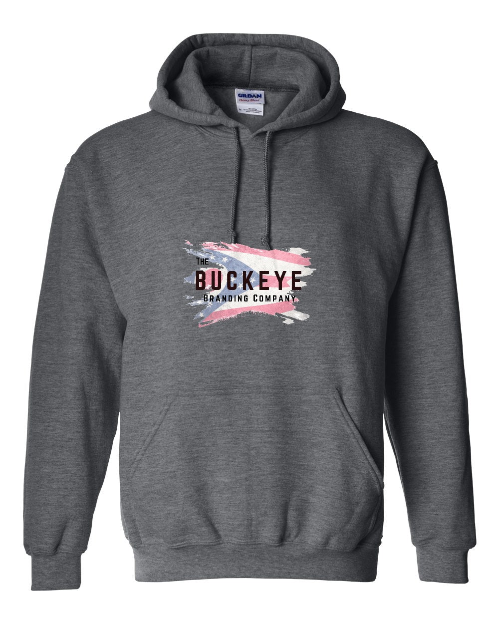 Gildan Heavy Blend Midweight Hoodie in Dark Heather with custom logo