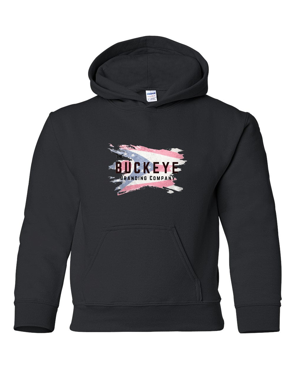 Gildan Youth Heavy Blend Hoodie in Black with custom logo
