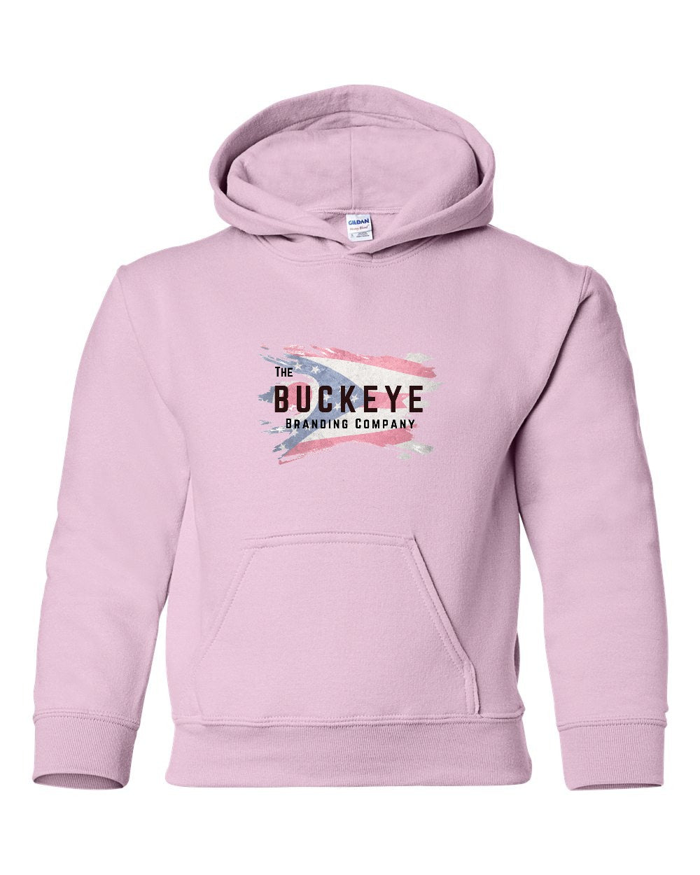 Gildan Youth Heavy Blend Hoodie in Light Pink with custom logo