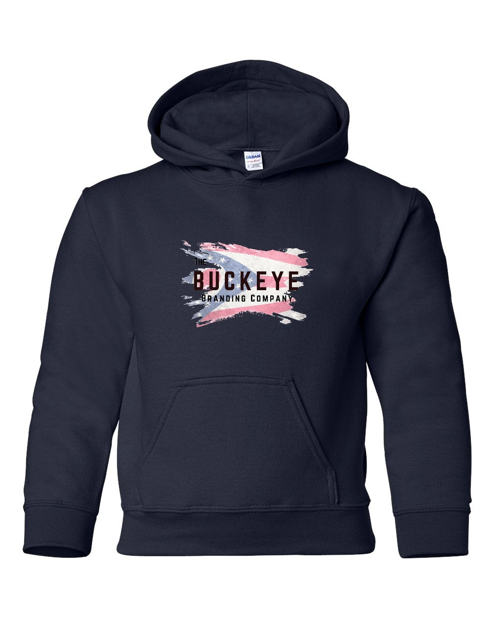 Gildan Youth Heavy Blend Hoodie in Navy with custom logo