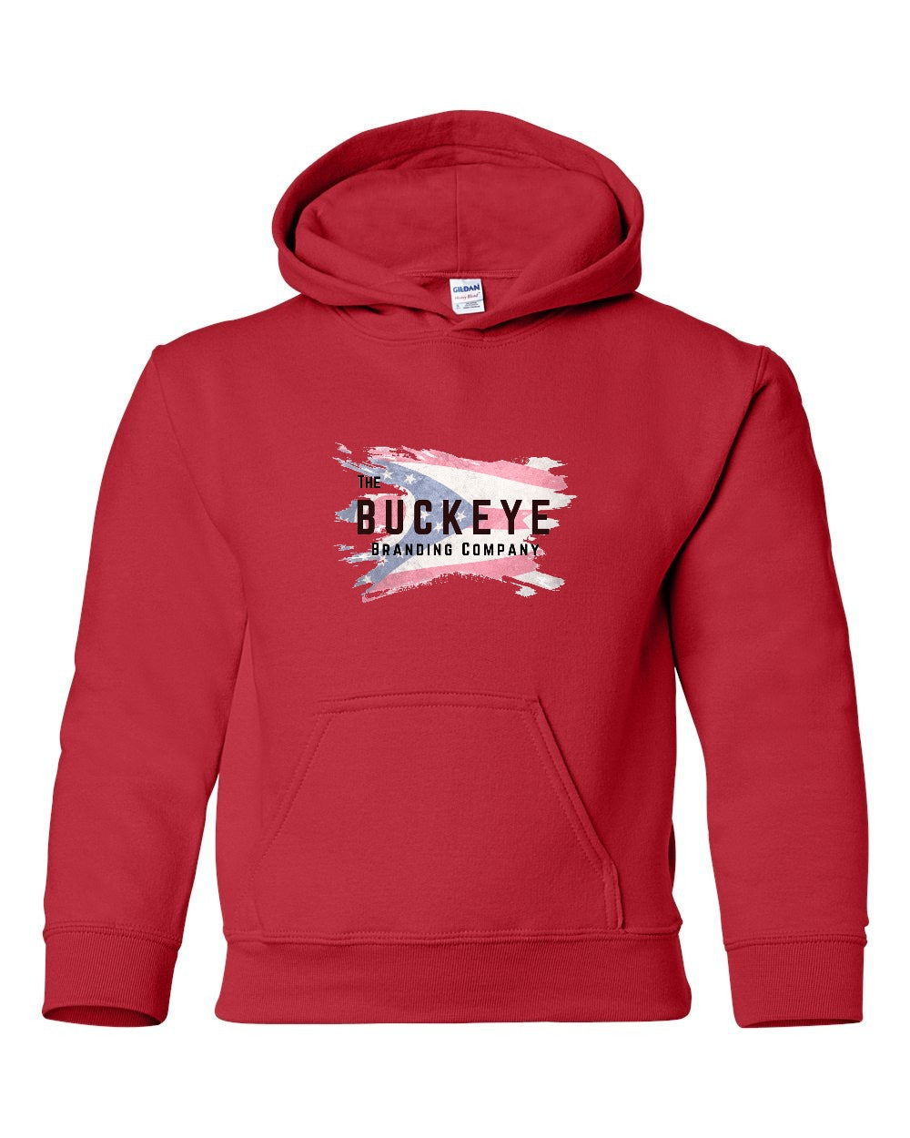 Gildan Youth Heavy Blend Hoodie in Red with custom logo