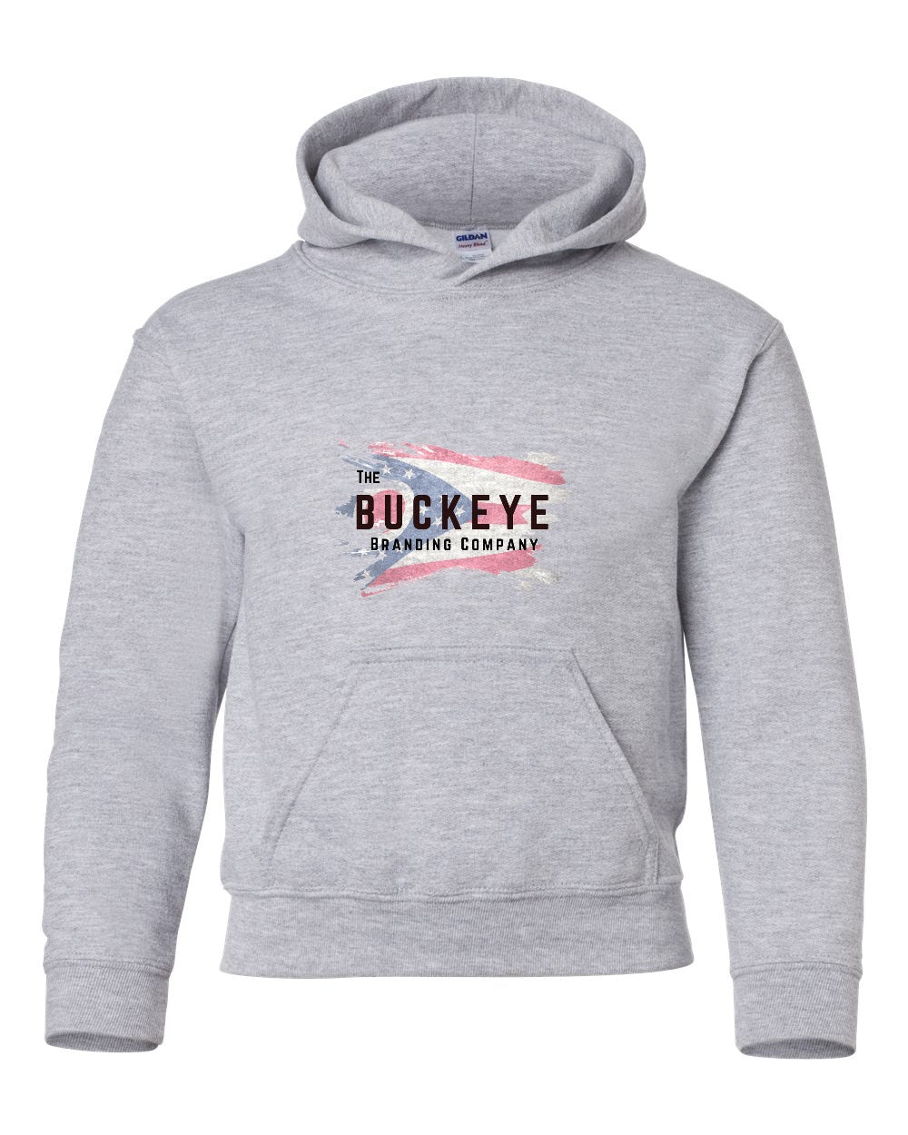 Gildan Youth Heavy Blend Hoodie in Sport Grey with custom logo