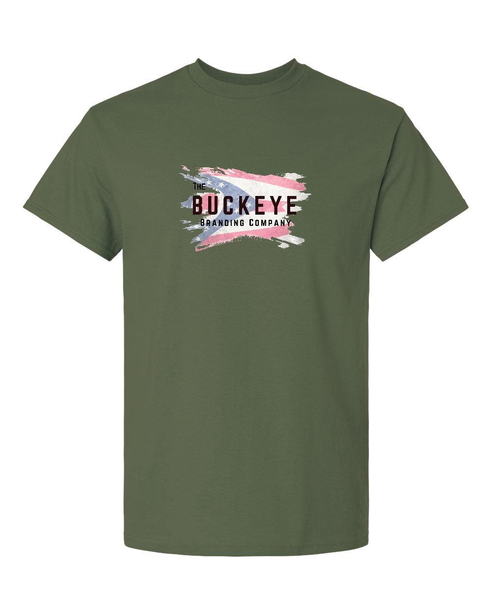 Gildan Ultra Cotton Heavyweight Tee in Military Green with custom logo