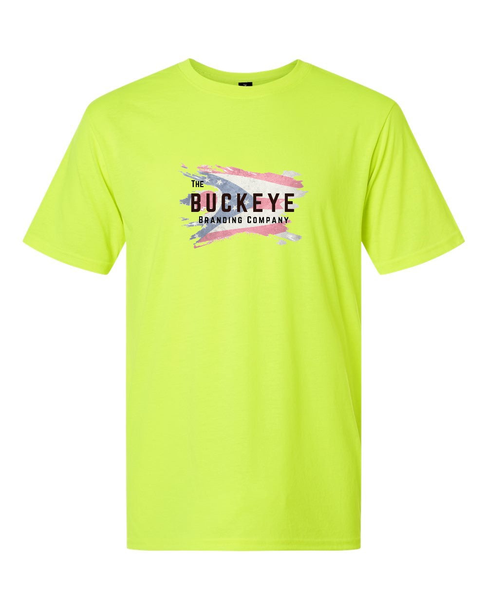 Gildan Performance Moisture-Wicking Tee in Safety Green with custom logo