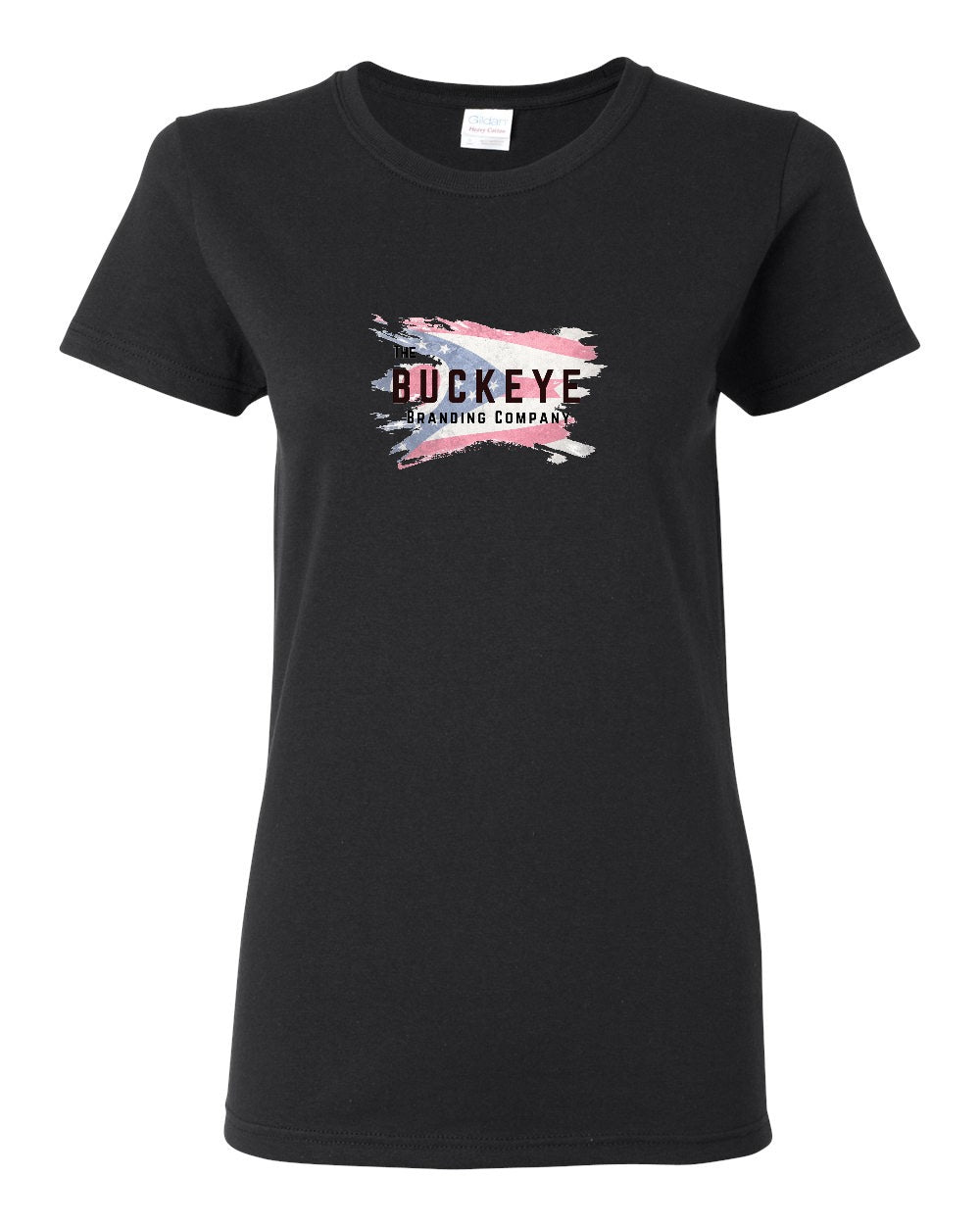 Gildan Heavy Cotton Women's Tee in Black with custom logo