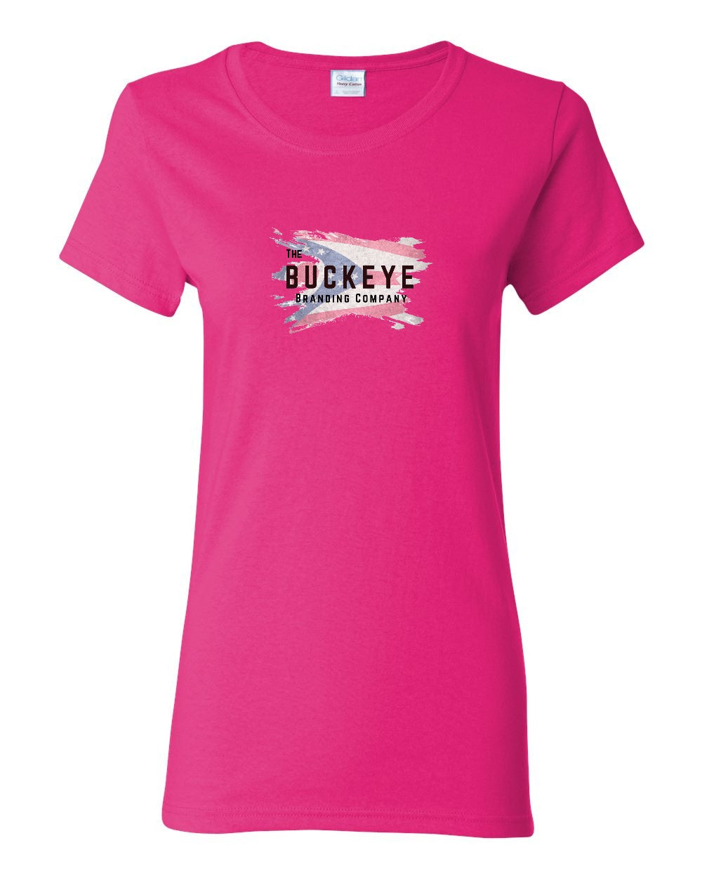 Gildan Heavy Cotton Women's Tee in Heliconia with custom logo