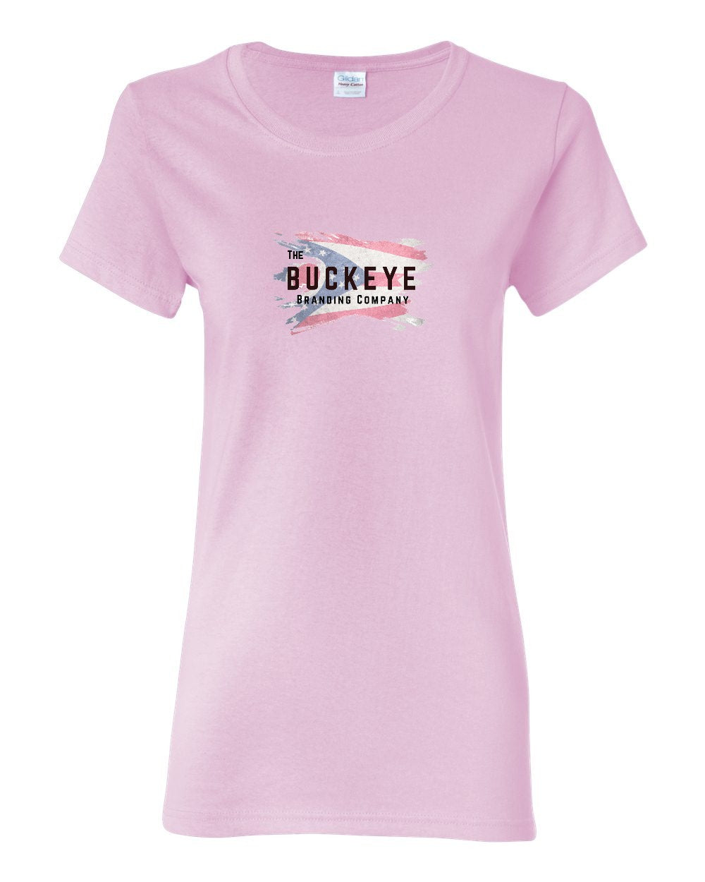 Gildan Heavy Cotton Women's Tee in Light Pink with custom logo