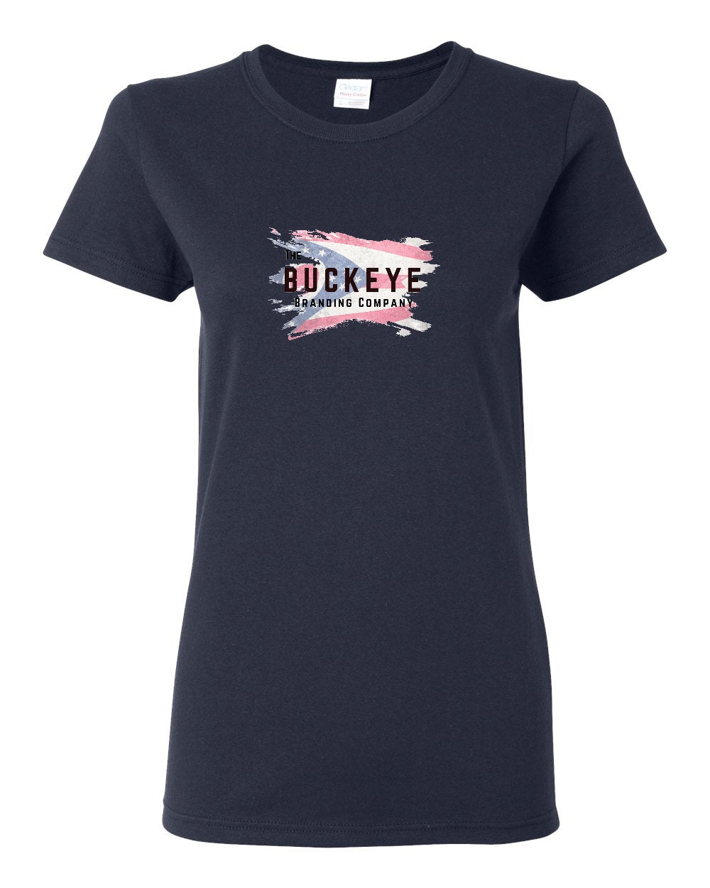 Gildan Heavy Cotton Women's Tee in Navy with custom logo