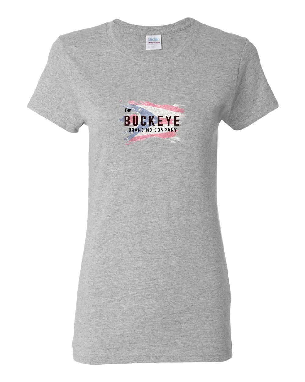 Gildan Heavy Cotton Women's Tee in Sport Grey with custom logo