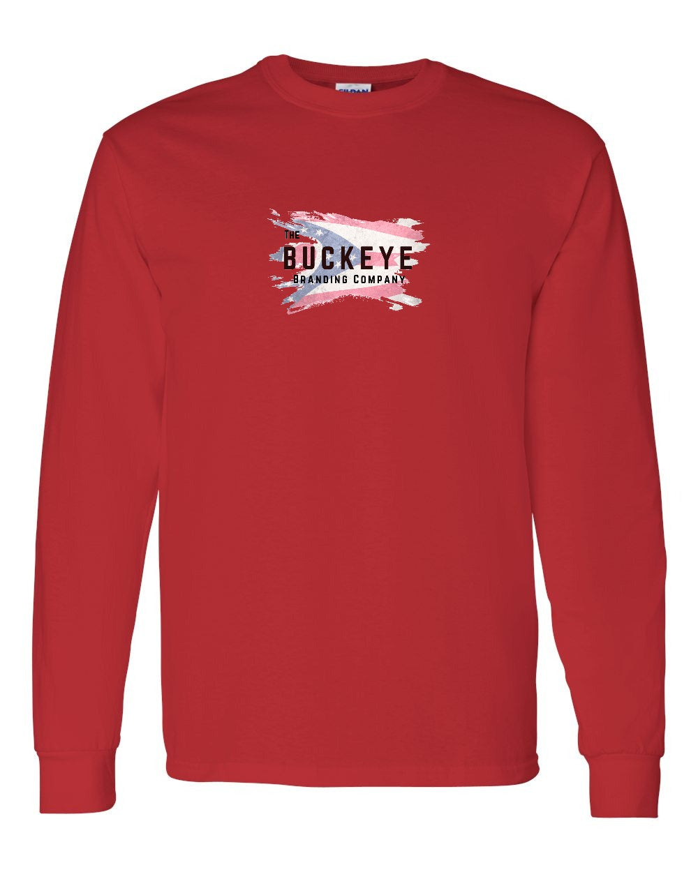Gildan Heavy Cotton Long Sleeve in Red with custom logo
