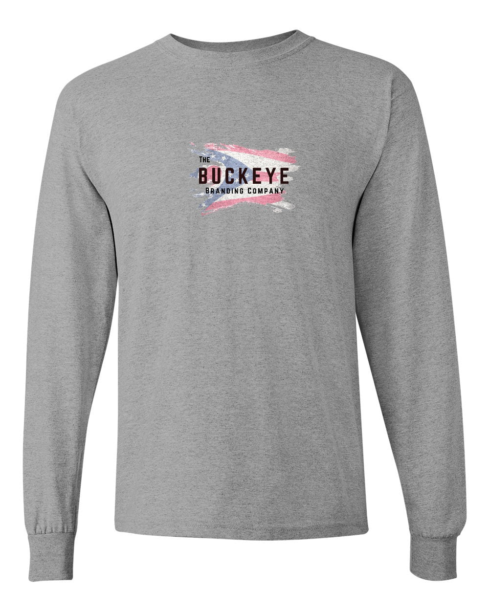 Gildan Heavy Cotton Long Sleeve in Sport Grey with custom logo