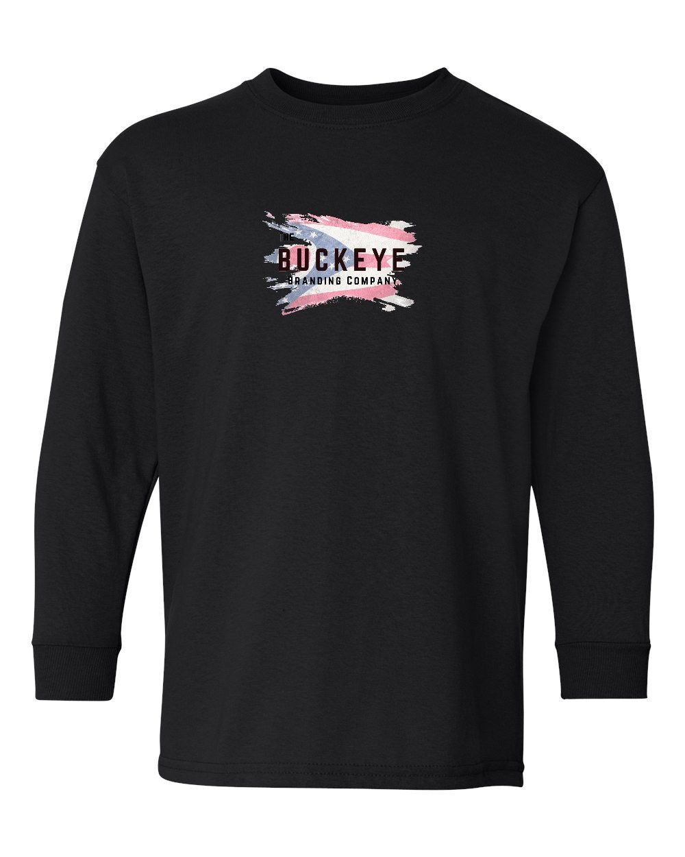 Gildan Youth Heavy Cotton Long Sleeve in Black with custom logo
