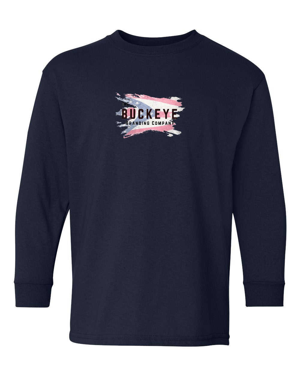 Gildan Youth Heavy Cotton Long Sleeve in Navy with custom logo