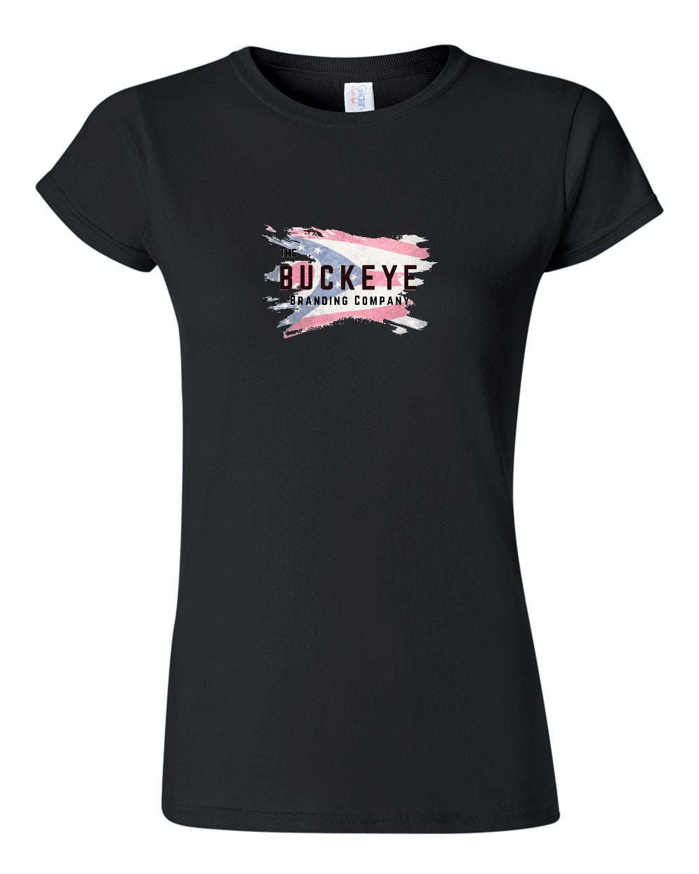 Gildan Softstyle Women's Tee in Black with custom logo
