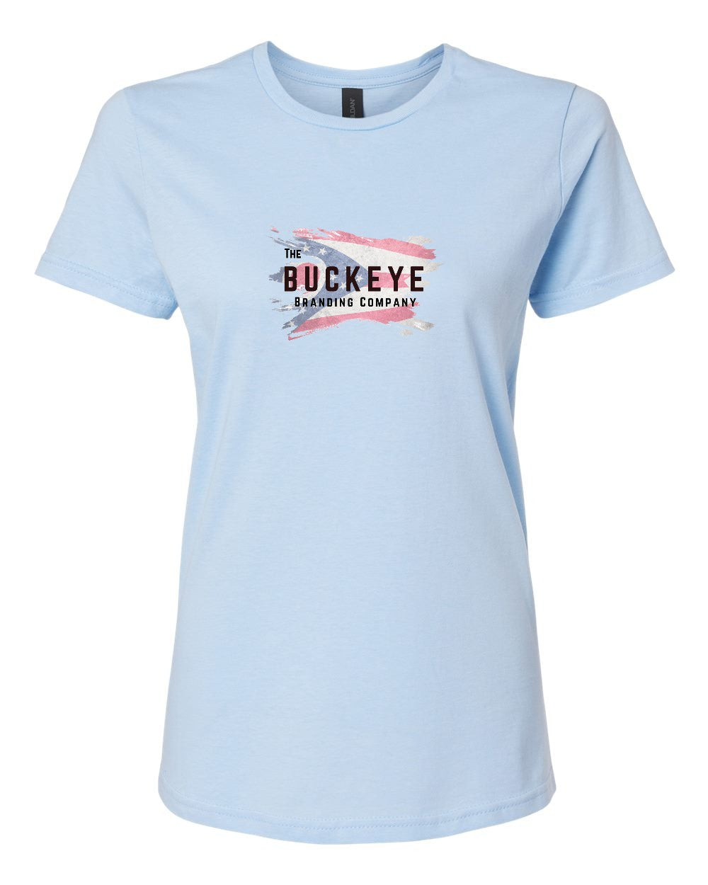 Gildan Softstyle Women's Tee in Light Blue with custom logo