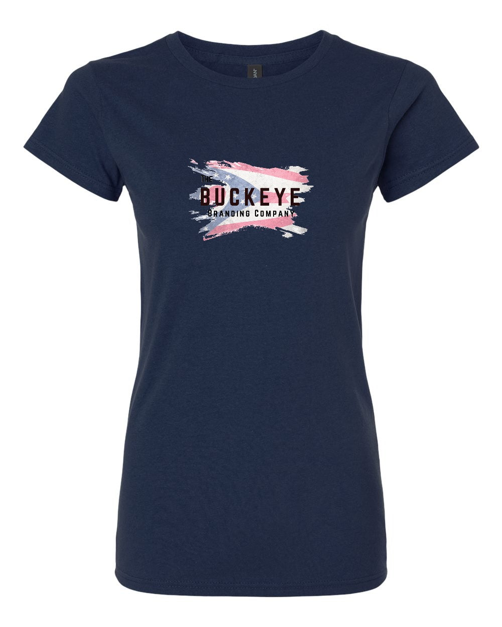 Gildan Softstyle Women's Tee in Navy with custom logo