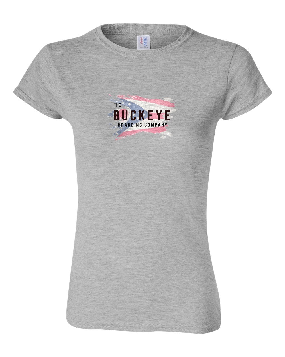 Gildan Softstyle Women's Tee in Sport Grey with custom logo