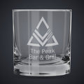 11 oz. Heavy Base Finedge Rocks Glass laser engraved with a custom logo